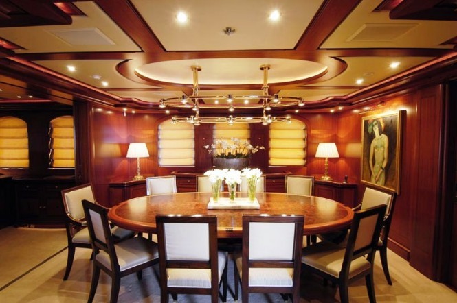 Dining room - sailing yacht Athena - one of the largest charter yachts in the world