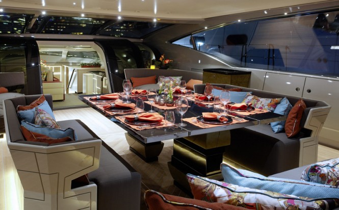 Formal dining aboard luxury yacht GANESHA