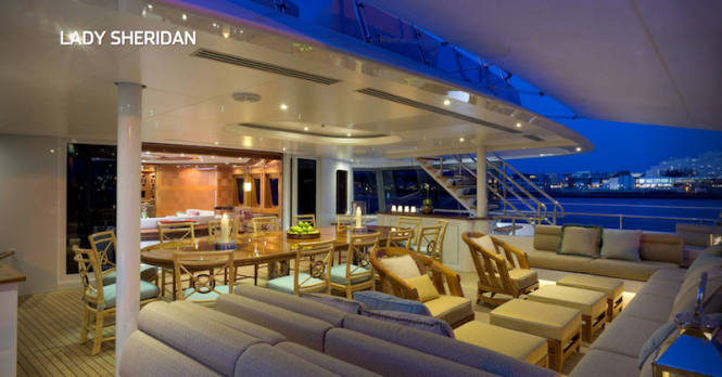 Luxury yacht LADY SHERIDAN - Alfresco seating and dining. Photo credit Abeking & Rasmussen
