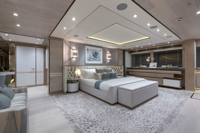 M/Y THUMPER - Master suite. Photo credit Sunseeker