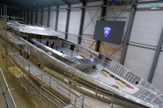 Maia under cinstruction photo by Dutch Yachting