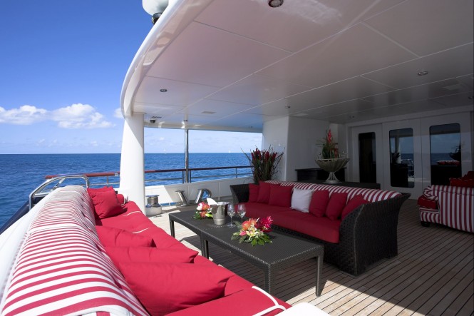 Main deck aft aboard luxury yacht DENIKI