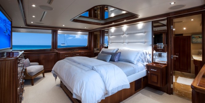 Master suite aboard luxury yacht KEMOSABE