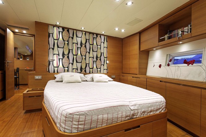 Master suite aboard luxury yacht MRS MARIETTA CUBE