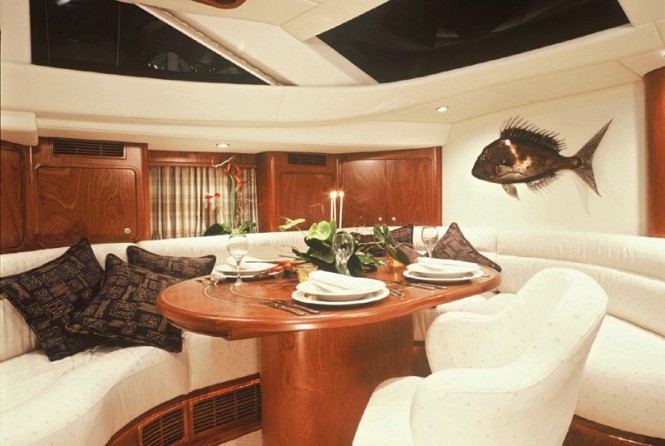 Salon inside luxury yacht DANNESKJOLD