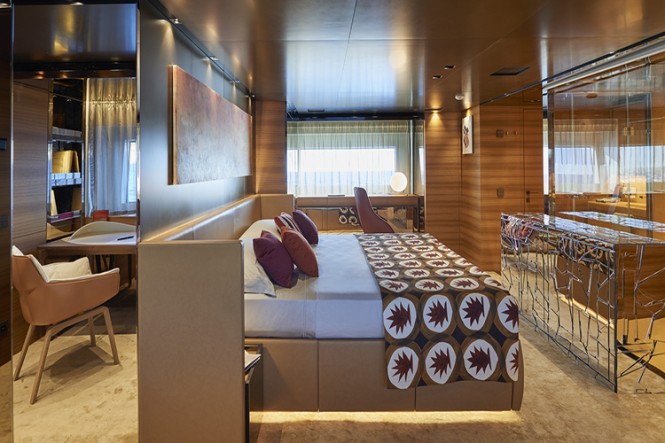 The Master suite aboard superyacht TAKARA