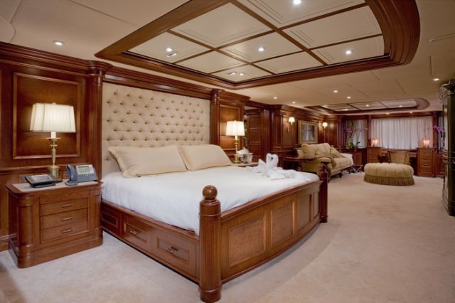 The spacious Master suite aboard luxury yacht NOMAD