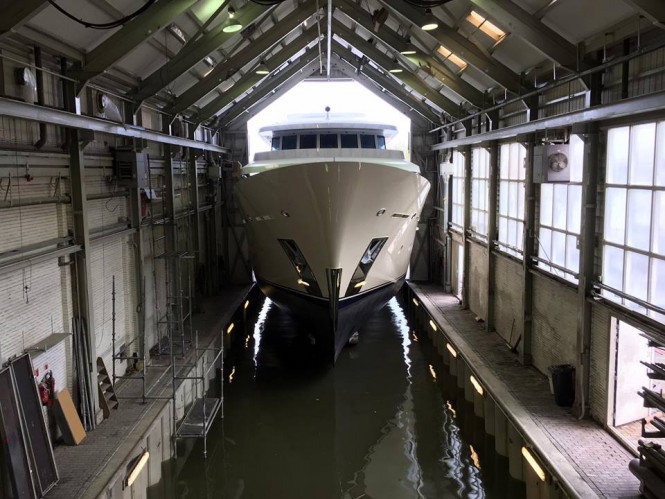 2017-built motor yacht Soprano at the Hakvoort Netherlands shipyard. Photo credit: Hakvoort