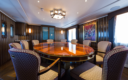 Formal dining aboard luxury yacht MALAHNE