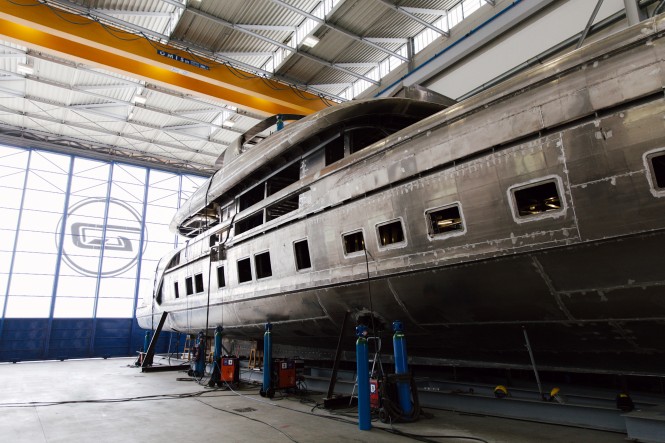 GTT 115 at Dynamiq's shipyard, Viareggio