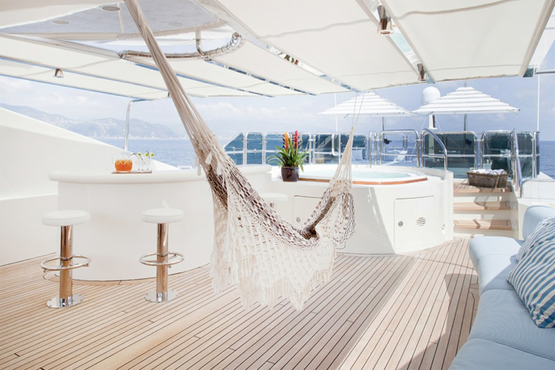 Jacuzzi and hammock aboard JO — Yacht Charter & Superyacht News