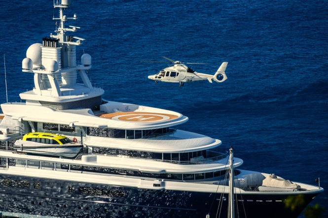 yacht with a helicopter pad