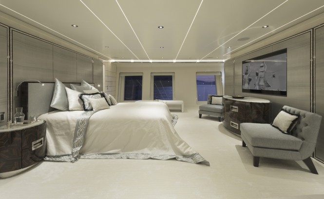 M:Y Razan - master cabin. Photo credit Guillaume Plisson