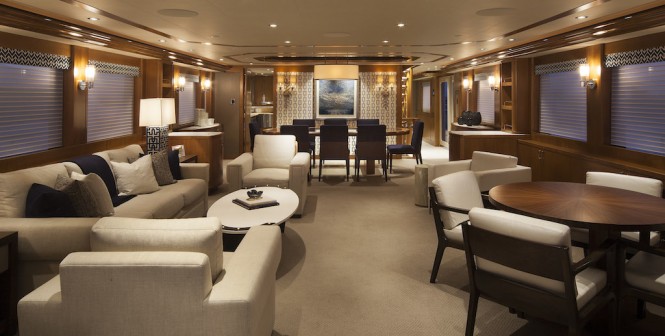 Main salon aboard luxury yacht FAR NIENTE
