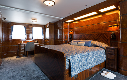 Master suite aboard superyacht MALAHNE