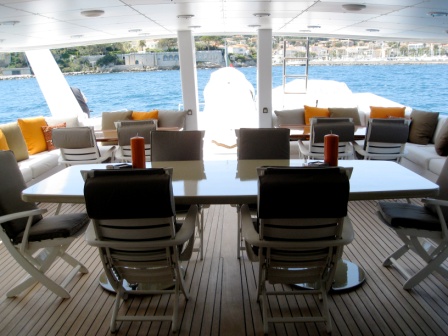 Motor yacht COSTA MAGNA - Alfresco dining on the upper deck aft