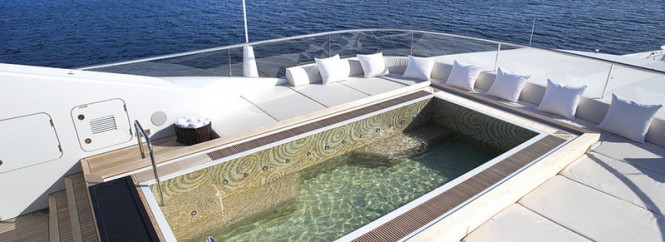 Spa pool and sun pads aboard motor yacht VICKY
