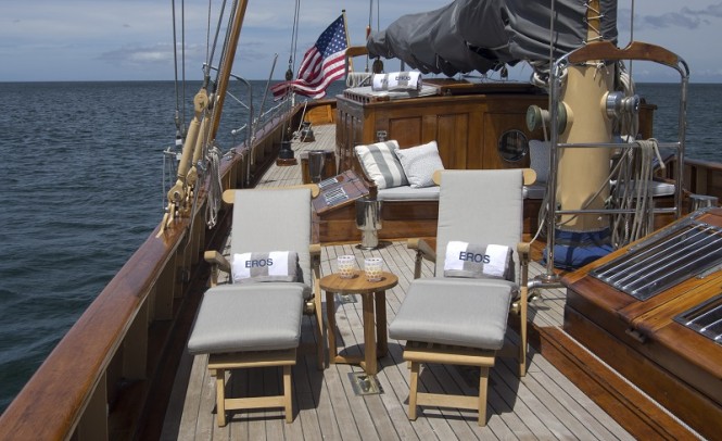 Unwind on the spacious deck of the lovely sailing yacht EROS