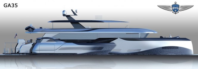 Baikal Trimaran 36 SMT - rendering - side view