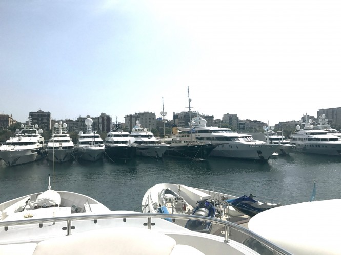 Superyachts in attendance at Port Vell, Barcelona, for the MYBA Yacht Show