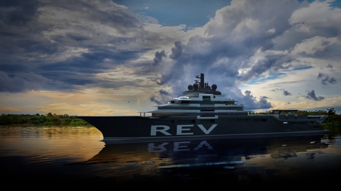 The new 182m Mega Yacht REV designed by Espen Oeino and to be built at VARD. Photo credit VARD shipyard