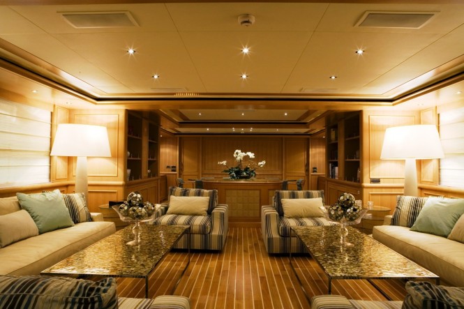 Main salon aboard motor yacht HANA