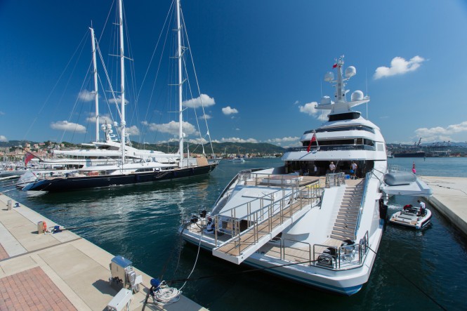 Megayacht at Porto Mirabello - Photo credit Porto Mirabello
