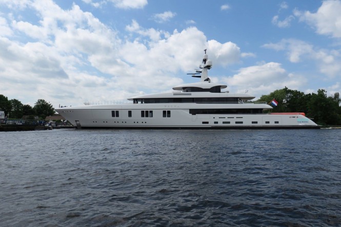 Recently launched Feadship Superyacht Hasna. Photo credit Dutch Yachting