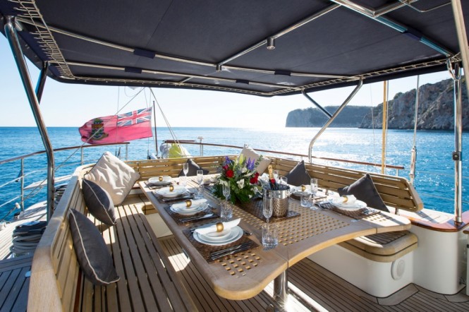 Superyacht INFATUATION - Alfresco dining in the cockpit