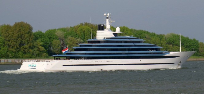 Superyacht Jubilee returns from sea trials. Photo credit Dutch Yachting
