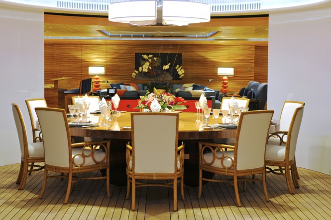 Superyacht TV - Alfresco dining leading into salon