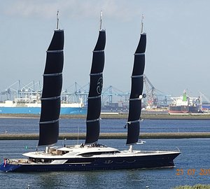 106m Sailing Yacht Black Pearl with Her Sails Rigged
