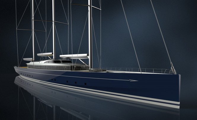 Concept image of Royal Huisman 400 by Dykstra Naval Architects and Mark Whiteley Design. Photo credit Royal Huisman