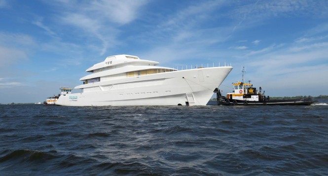 Feadship Hull #700 - technical launch. Photo credit Dutch Yachting