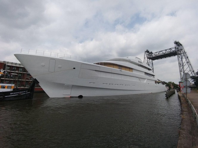 Feadship Hull #700 Transportation/Technical launch. Photo credit Gerrit Bouma: Dutch Yachting