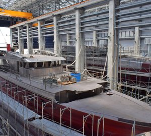 Andiamo sistership Hull 10228 in construction at Baglietto shipyard