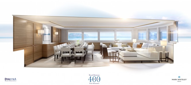 Interior concept for Royal Huisman 400 from Mark Whiteley Design. Photo credit Royal Huisman