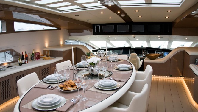 Luxury yacht RL NOOR - Formal dining. Image credit Bilgin Yachts