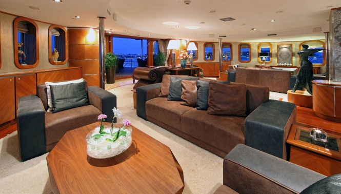 Main salon aboard luxury yacht SHERAKHAN