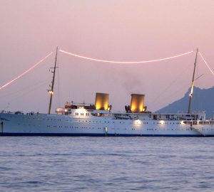 Classic motor yacht Savarona in the Mediterranean