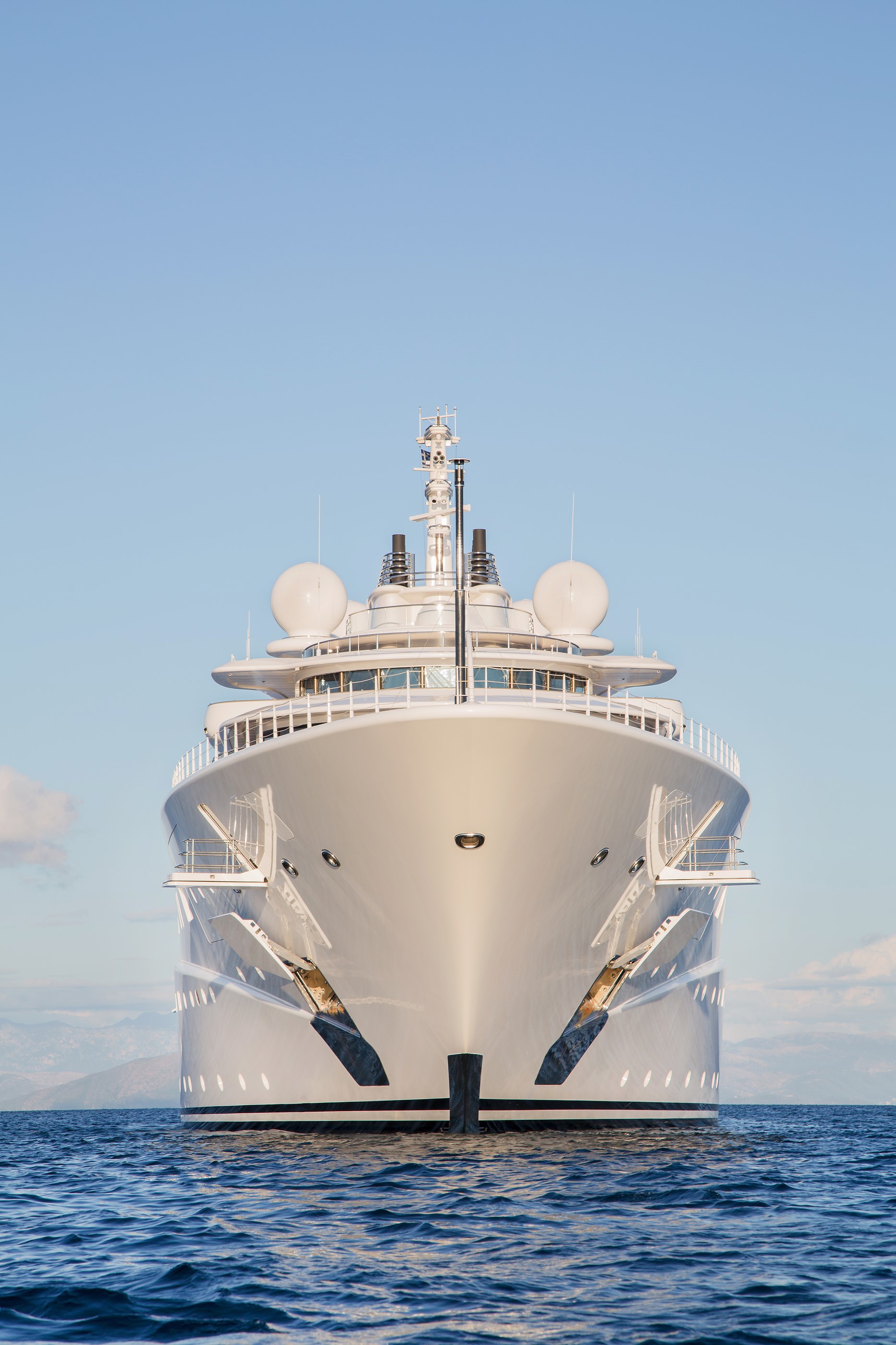 Gigantic Big And Large Luxury Mega Or Super Motor Yacht On The O