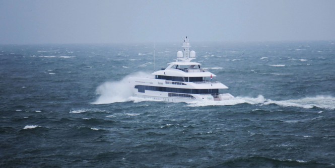 Superyacht Home in the stormy weather in the North Sea. Photo: © Dutch Yachting