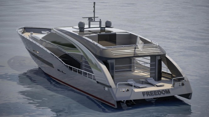 Aft view concept for 27m superyacht PROJECT FREEDOM