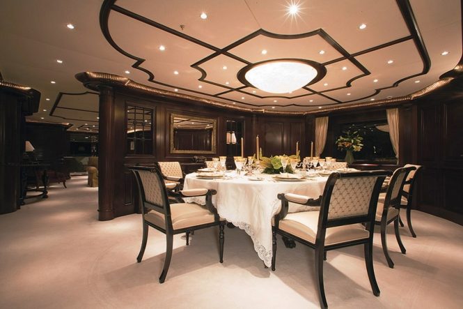 Formal dining area aboard superyacht ELENI