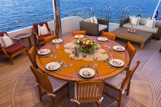 Luxury yacht FAR FROM IT - Alfresco dining and lounging on the upper deck