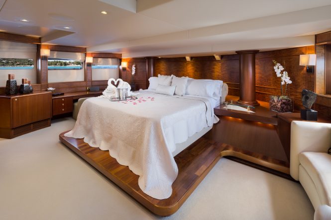 Master suite aboard motor yacht BRAZIL