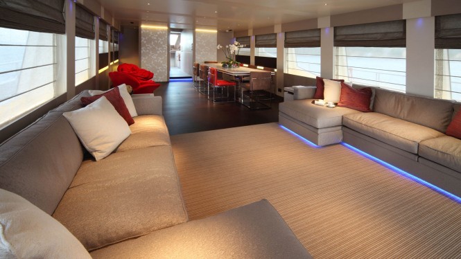 Motor yacht AURORA - Salon and formal dining area. Image credit - Tecnomar