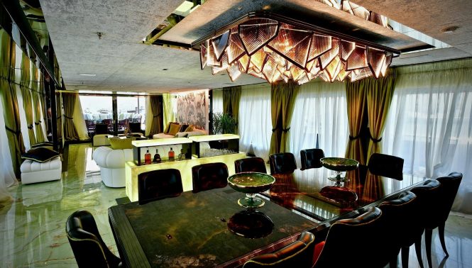 Motor yacht SARASTAR - Main salon and formal dining area