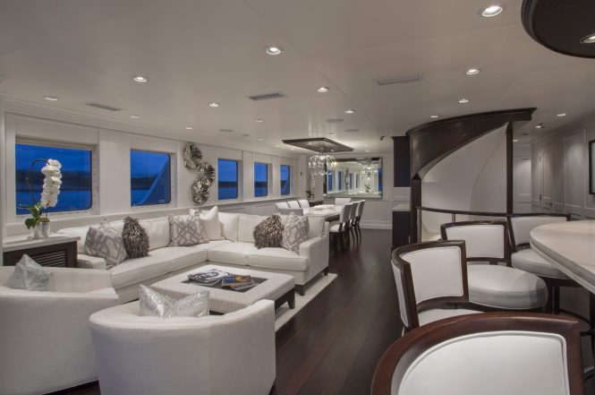 Superyacht MARCATO - Main salon, formal dining area and bar