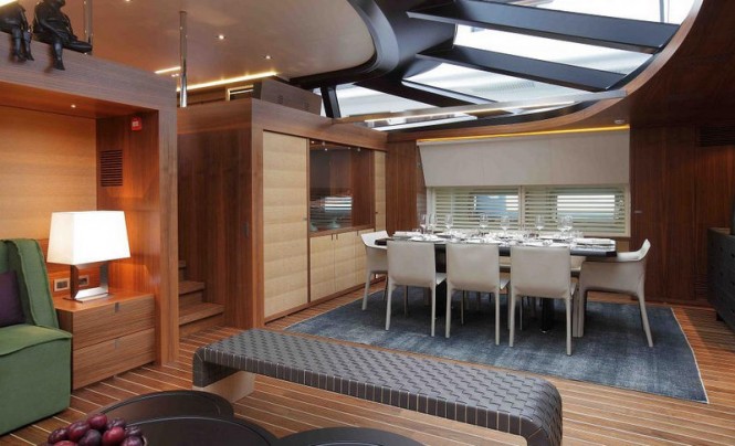 Superyacht STATE OF GRACE - Formal dining area with salon behind